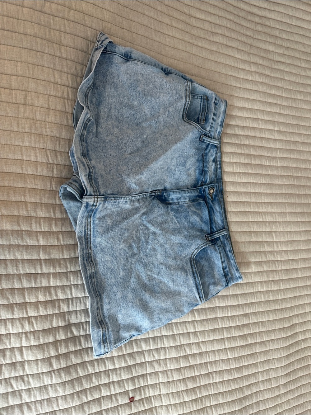 Light Wash Denim Mini Skirt - Casual Women's Skirt - Picture 6 of 7